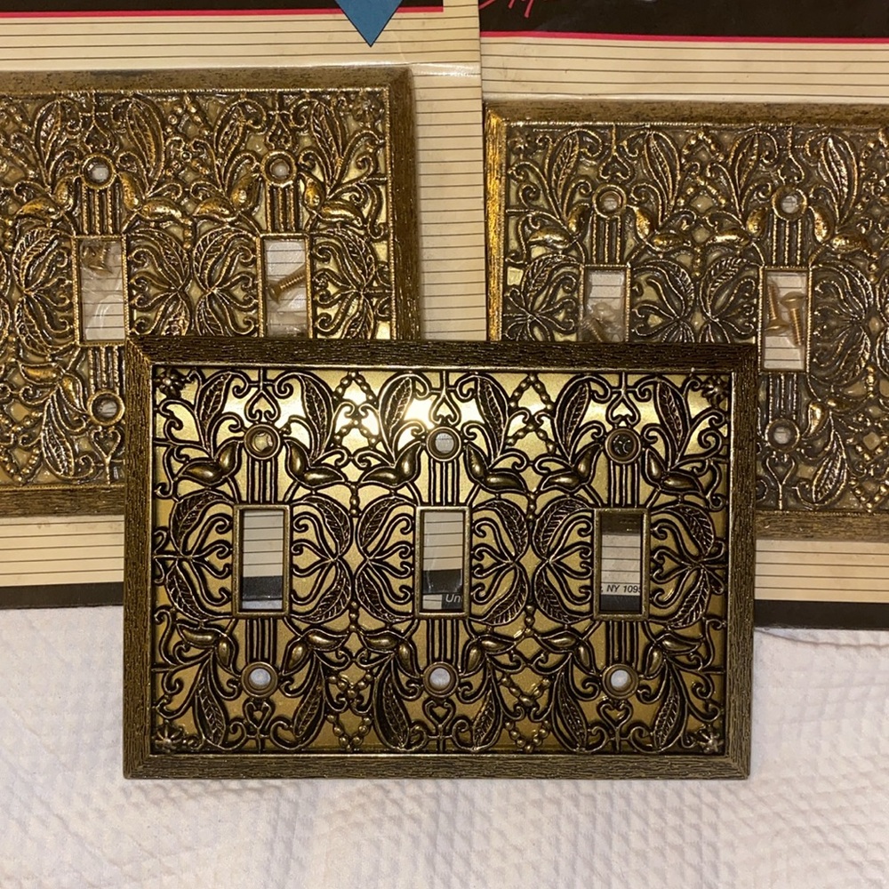 Vintage Ornate Gold Triple Light Switch Cover | Style 60s - 90s | 3pcs